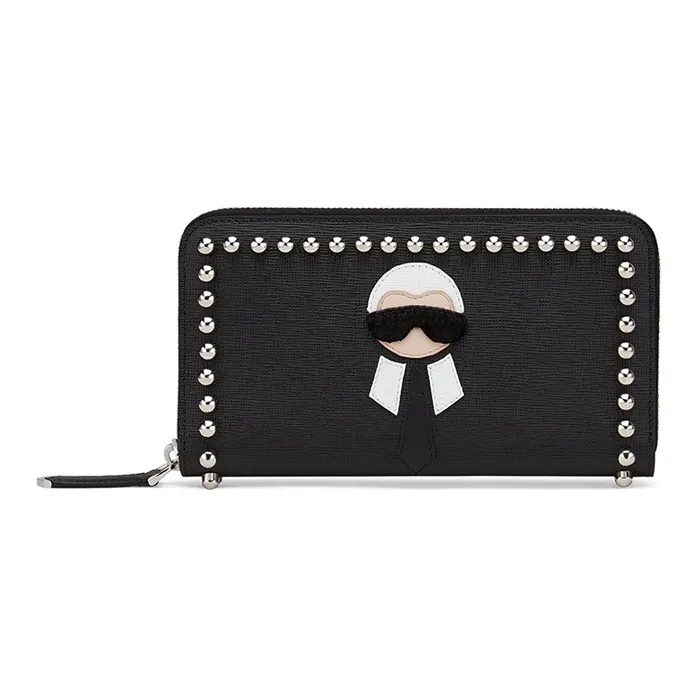 FENDI Cowhide Leather Wallet Regular Women's Black-0