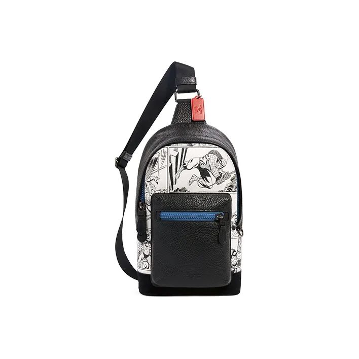 COACH West Leather One Shoulder Handbag, Crossbody Bag Men's Black-0