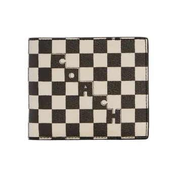 COACH 3 IN 1 Wallet Canvas Leather Clutch Card Holder, Wallet Regular Unisex Black White