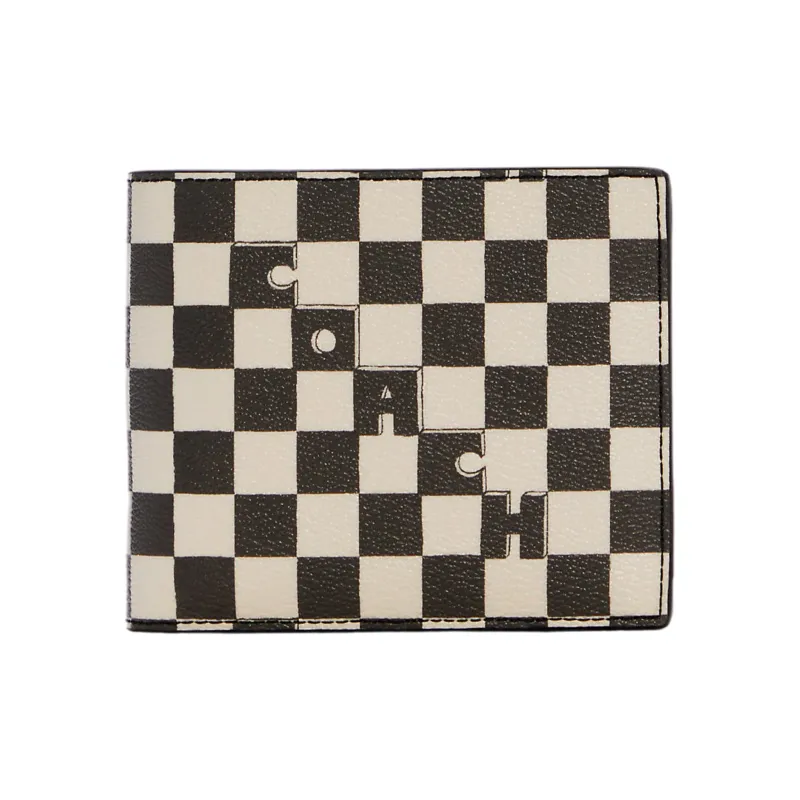 COACH 3 IN 1 Wallet Canvas Leather Clutch Card Holder, Wallet Regular Unisex Black White-0
