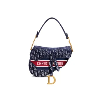 DIOR Saddle Velvet Saddle Bags One Shoulder Handbags Women's Blue