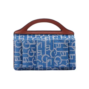 Laurence & Chico Denim Small Square Bag Shoulder Bag Crossbody Bag Handbag Medium Size Women's Light Blue/navy
