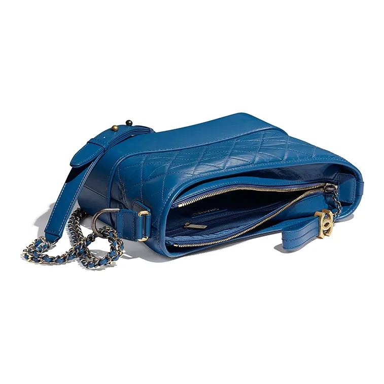 CHANEL Gabrielle Smooth Oiled Calfskin Hobo Bag, Handbag, Shoulder Bag, Crossbody Bag Medium Size Unisex Blue-2