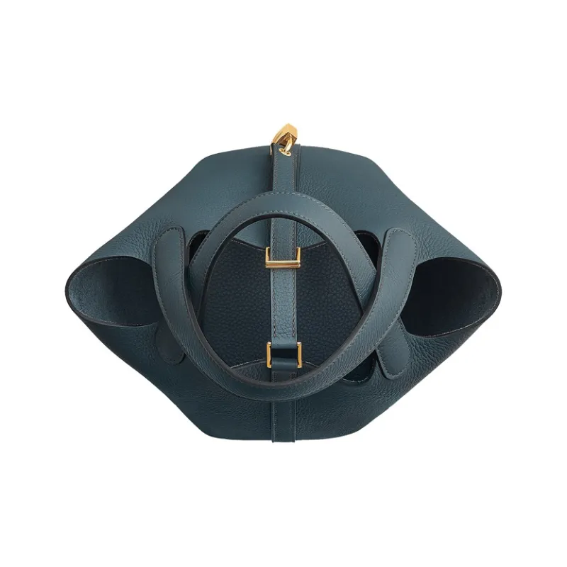 HERMES Picotin Lock Little Bull Leather Basket Bag Handbag Bucket Bag Women's Y7 Bleu Orage Hurricane Blue-2