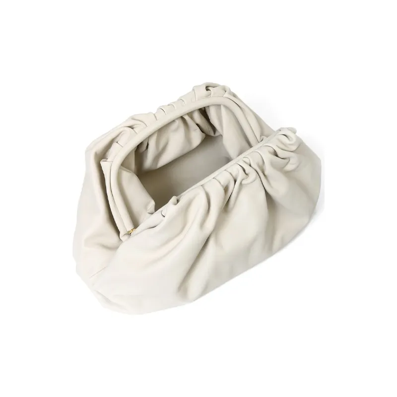 Bottega Veneta Cow Leather Clutch Large Size Women's White-4