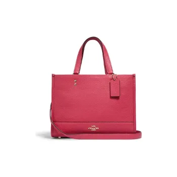 COACH Dempsey Leather Tote Bag Shopping Bag Shoulder Bag Crossbody Bag Handbag Medium Size Women's Coral Red