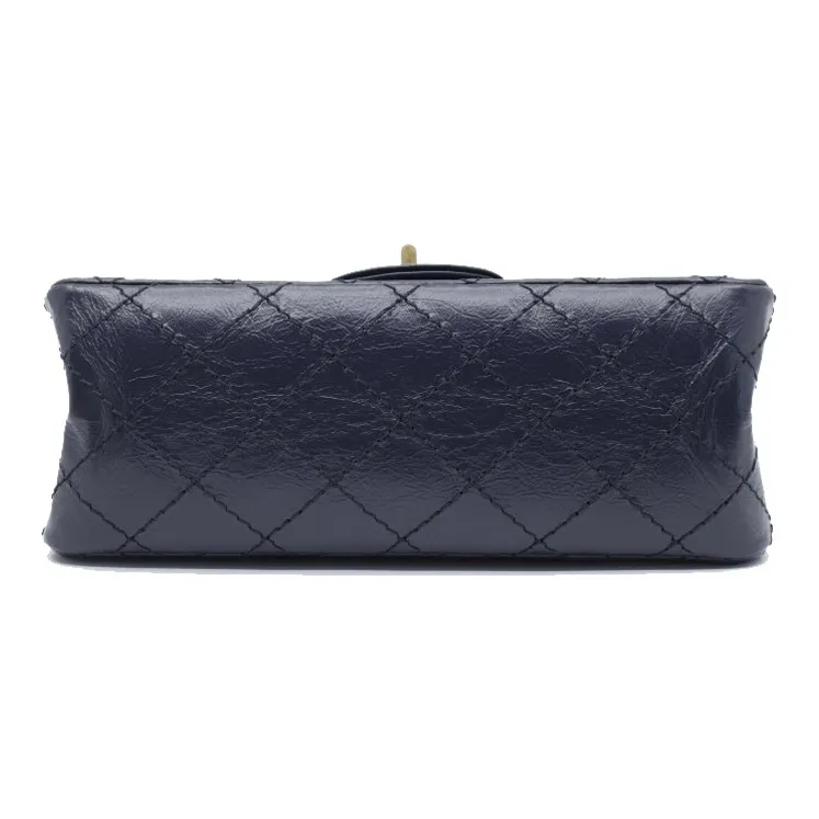 CHANEL Calfskin Flap Bag Shoulder Bag Women's Marine Blue-3