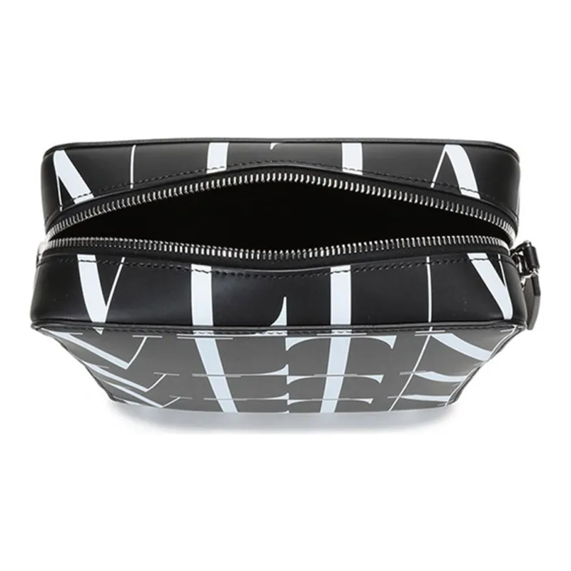 Valentino Cow Leather Crossbody Bag, Shoulder Bag Men's Black White-5