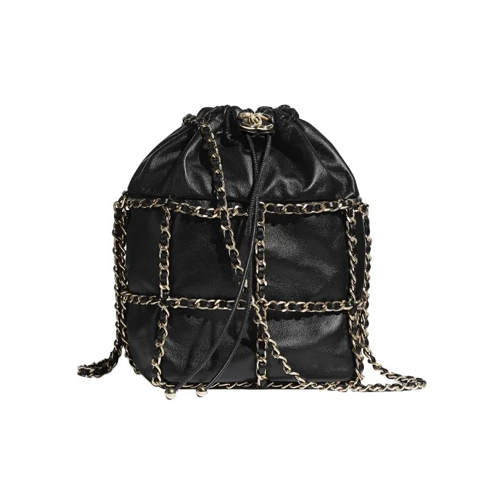 CHANEL Drawstring Sheepskin Bucket Bags Crossbody Bag, Shoulder Bag Regular Women's Black-0