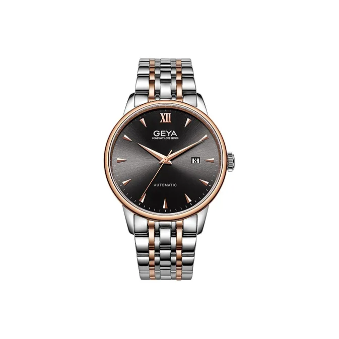 GEYA Automatic Mechanical Movement Stainless Steel Watchband Watch Men's Watches Black Dial-2