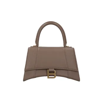 Balenciaga Hourglass Grained Calfskin Hourglass Bag Small Size Women's Milk Tea Beige