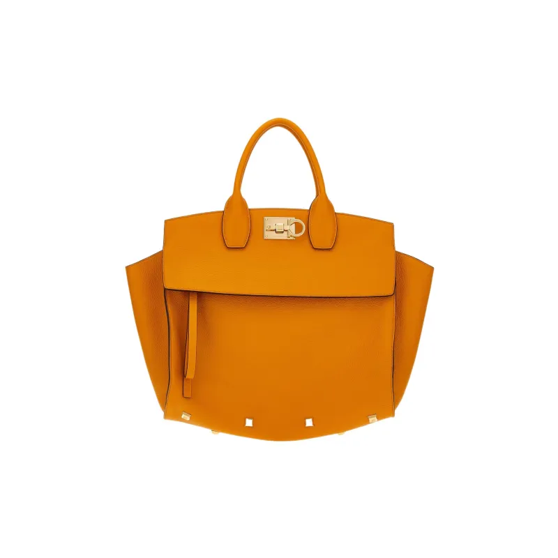 FERRAGAMO Studio Collection Cow Leather One Shoulder Handbags Women's Orange-1