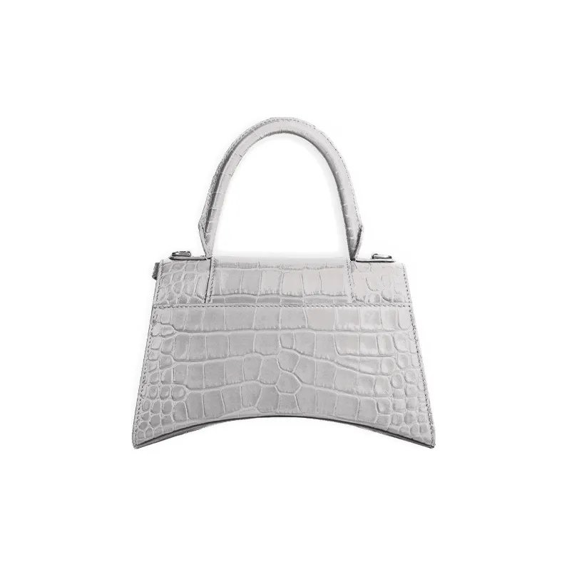 Balenciaga Hourglass Calfskin Hourglass Bag, Shoulder Bag, Crossbody Bag, Handbag Small Size Women's Gray-3