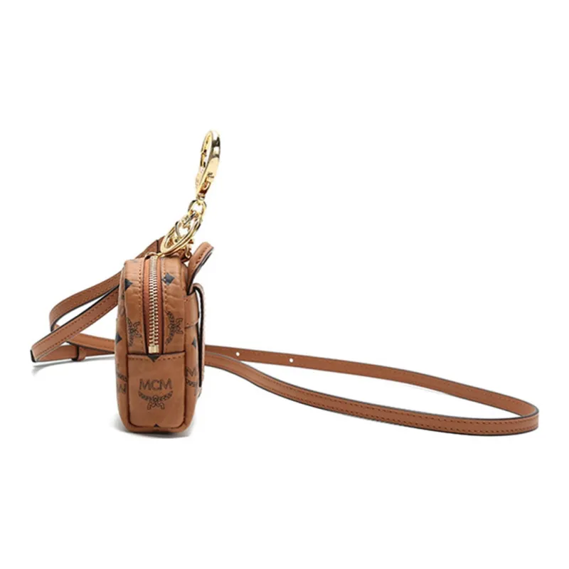 MCM Visetos Leather Shoulder Bag, Crossbody Bag, Coin Purse Mini Women's Cognac-2