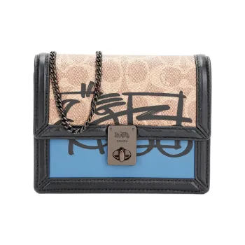 COACH Guang Yu Collaboration Hutton Monogram Canvas With Leather Fanny Pack Sling Bag Women's Khaki