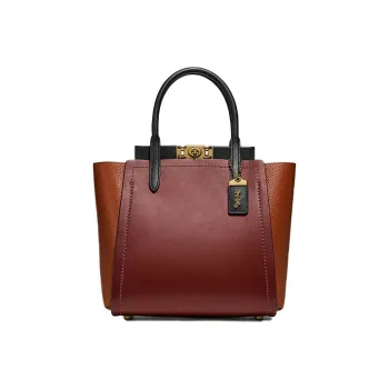 COACH Troupe Cow Leather Tote Bag Shopping Bag Handbag Shoulder Bag Crossbody Bag Medium Size Women's Brown Red
