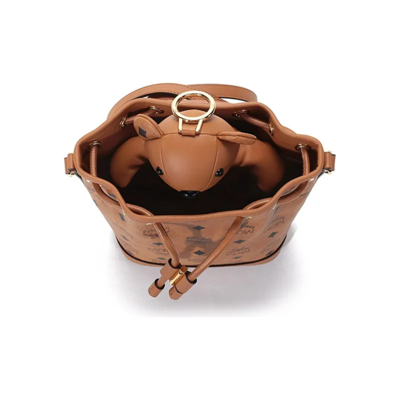 MCM Coated Canvas Bucket Bags Crossbody Bag Shoulder Bag Regular Women's Brown Cognac-5