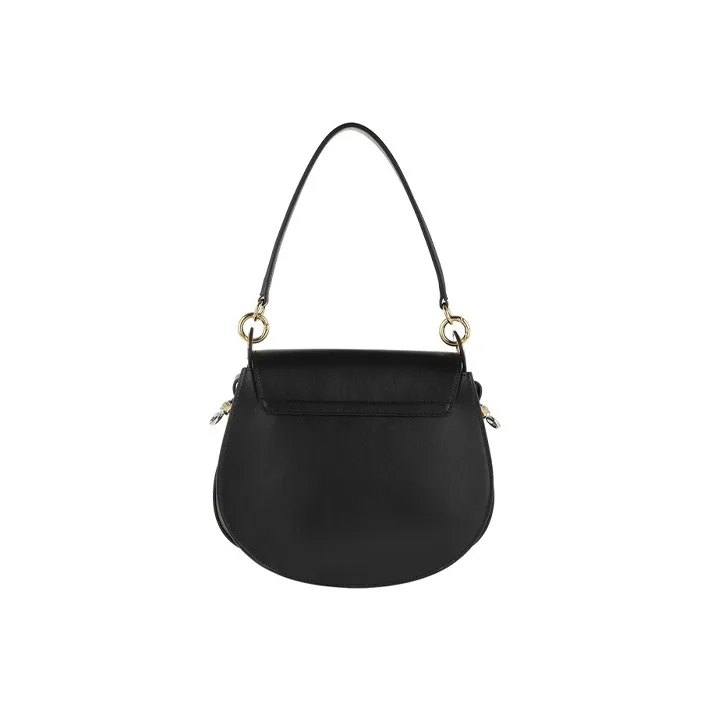 Chloe Tess Calfskin With Suede Shoulder Bag Crossbody Bag Handbag Large Size Women's Black-3