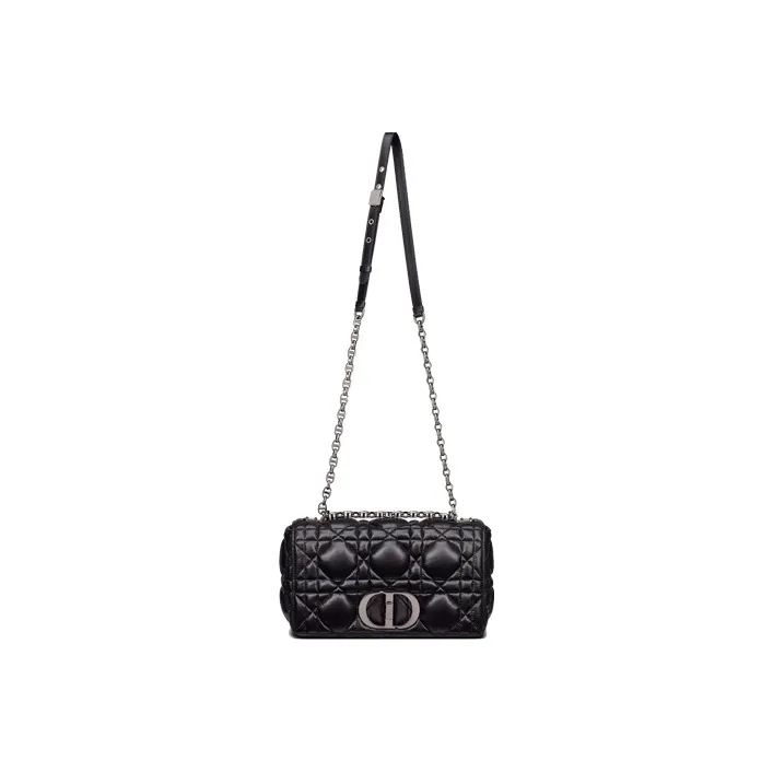 DIOR Caro Cow Leather Chain Bag Shoulder Bag Crossbody Bag Medium Size Women's Black-3