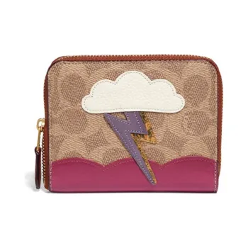 COACH Zip Around PVC Wallets Clutches Women's Brown