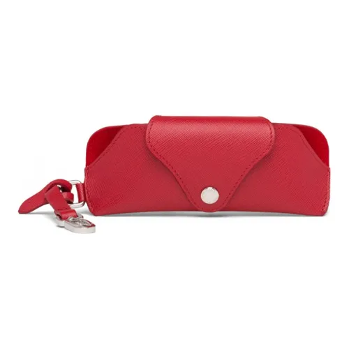 PRADA Saffiano Leather Clutch Unisex Red