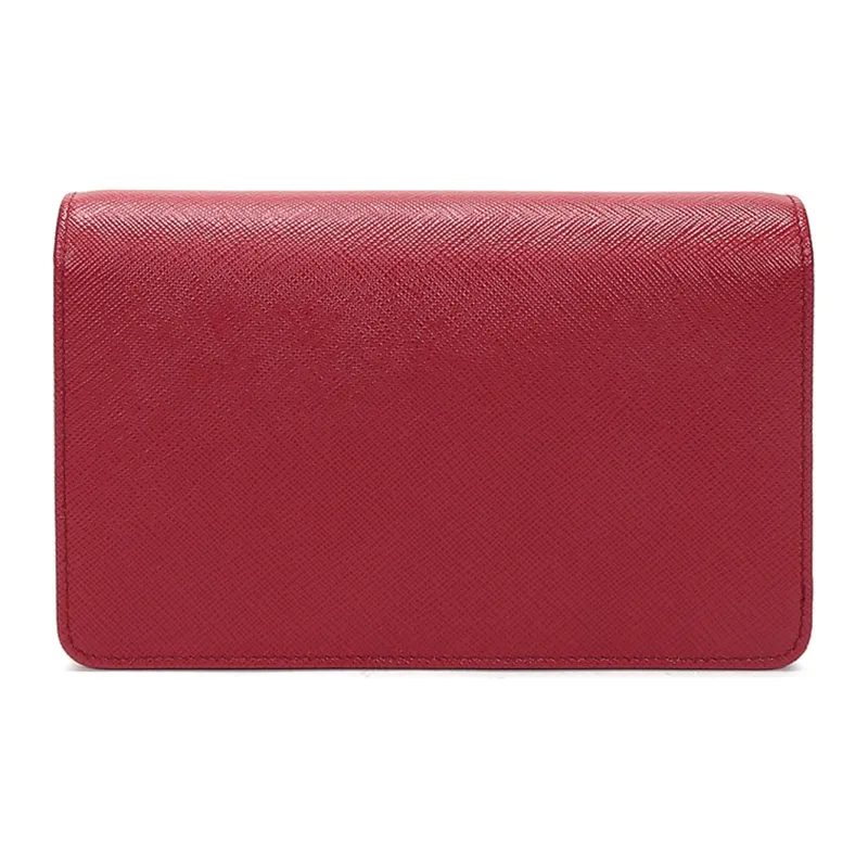 PRADA Leather Crossbody Bag Shoulder Bag Mini Women's Red-1
