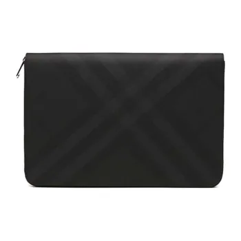 Burberry London Cow Leather Clutch Men's Dark Gray