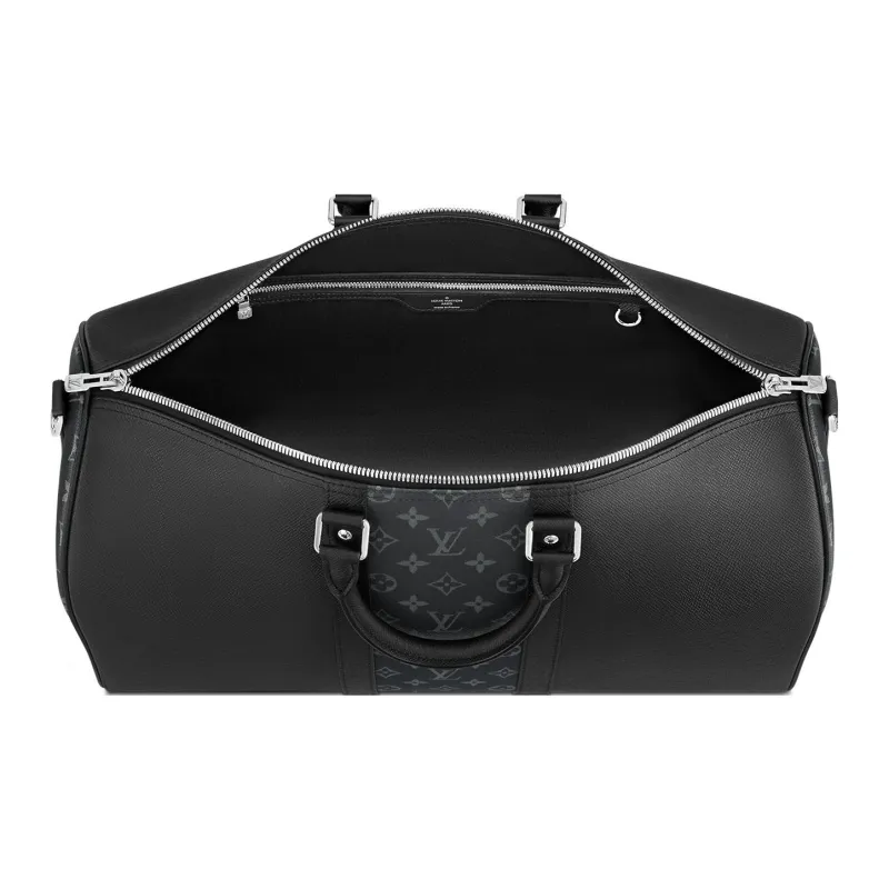 LOUIS VUITTON Keepall Bandouliere Monogram Eclipse 50 Black-4