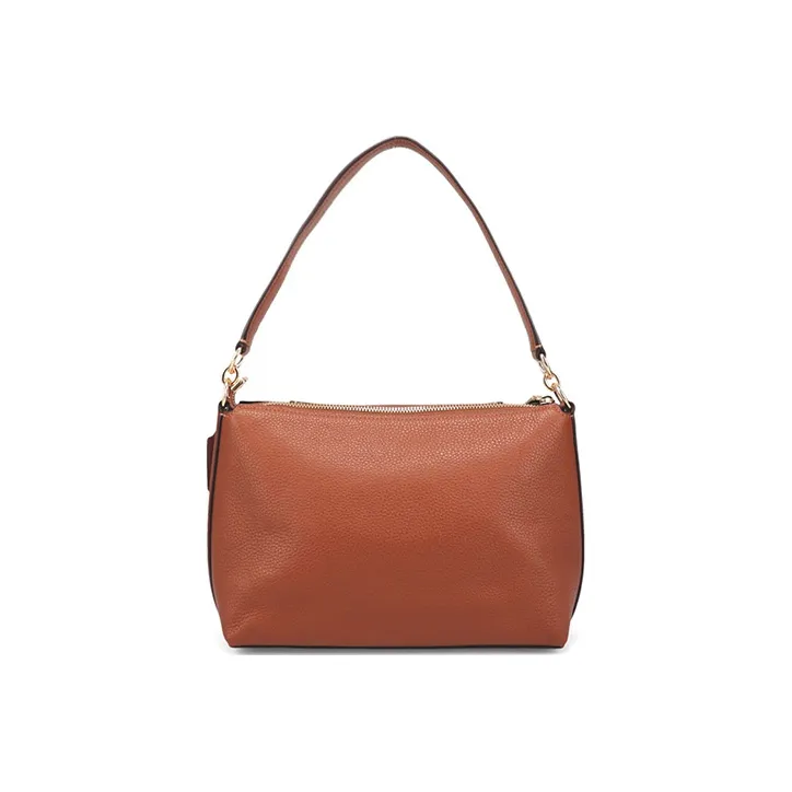 COACH Marlon Pebbled Leather Crossbody Bag, Shoulder Bag Large Size Women's Red Brown-2