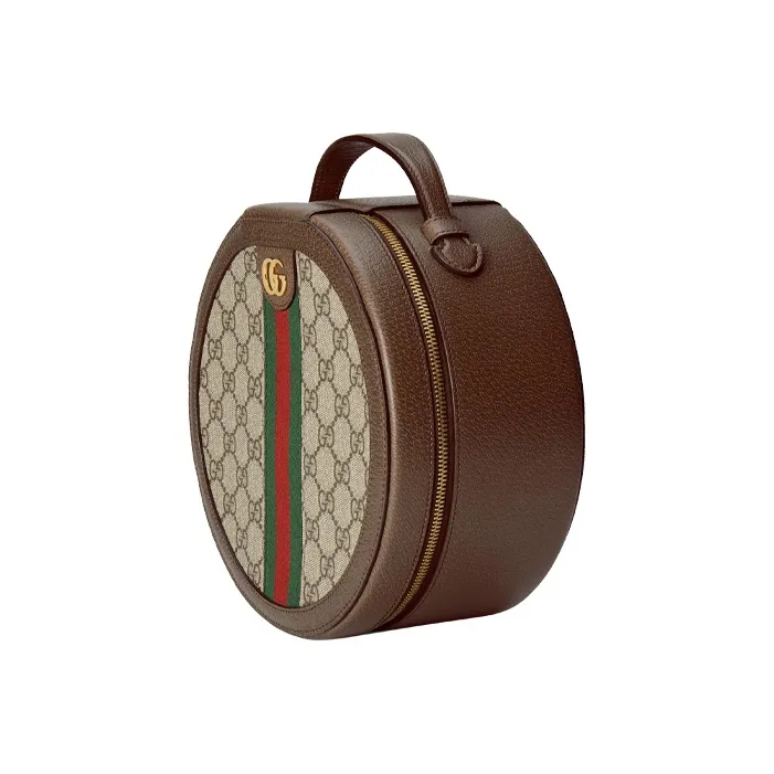GUCCI Ophidia Canvas With Leather Round Cake Bag Handbags Earphone Cases Unisex Ebony/Brown-1