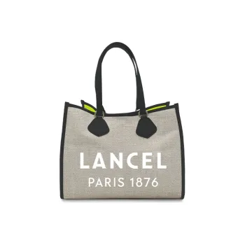 LANCEL Canvas Canvas Bag Tote Bag Shopping Bag Shoulder Bag Handbag Large Size Women's Gray