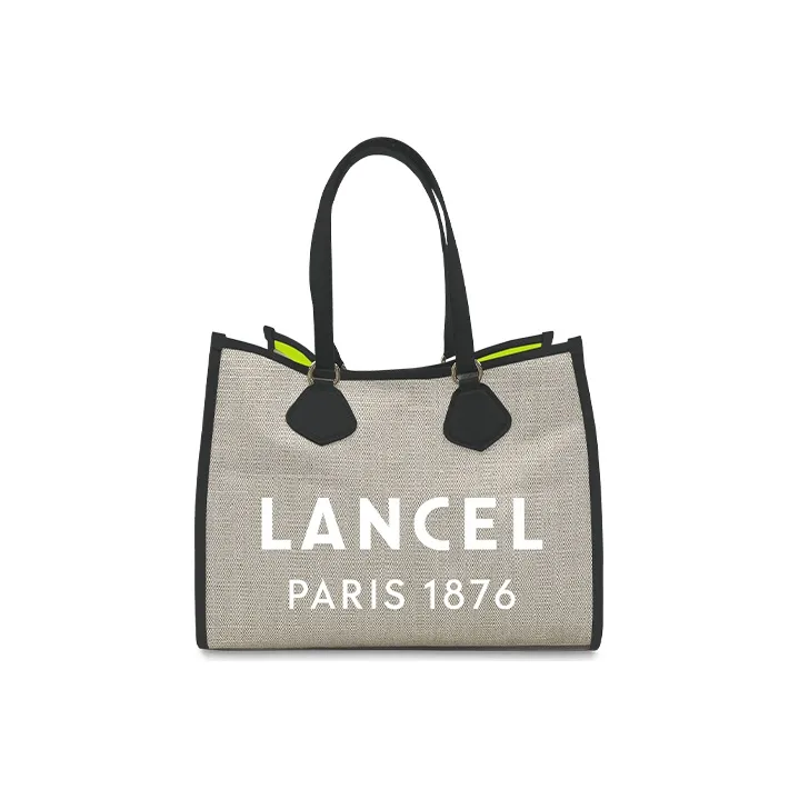 LANCEL Canvas Canvas Bag Tote Bag Shopping Bag Shoulder Bag Handbag Large Size Women's Gray-0