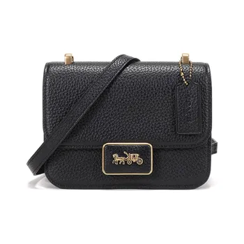 COACH Alie Leather Messenger Bag Small Square Bag Crossbody Bags Shoulder Bags Women's Black