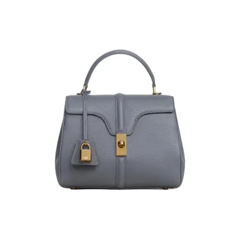 CELINE 16 Grained Calfskin Handbag Small Size Women's Medium Gray