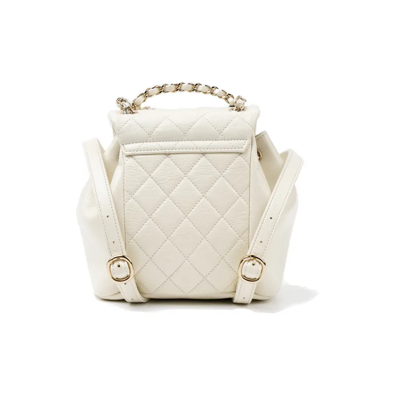 CHANEL 22C Spring Duma Cow Leather Backpack Trumpets Women's White-2