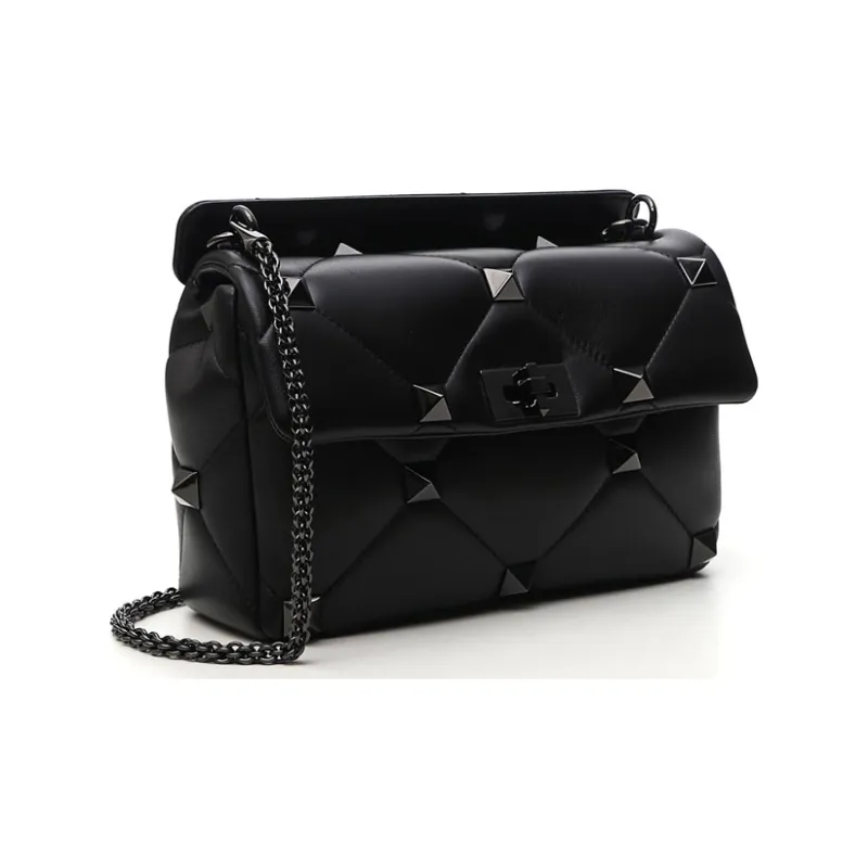 Valentino Leather Shoulder Bag Women's Black-1