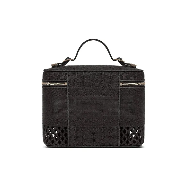 DIOR DiorTravel Fabric Embroidered Logo Toiletry Bag Travel Storage Bag Handbag Makeup Bag Women's Black-2