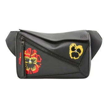 LOEWE Puzzle Classic Calfskin Fanny Pack Small Size Men's Black