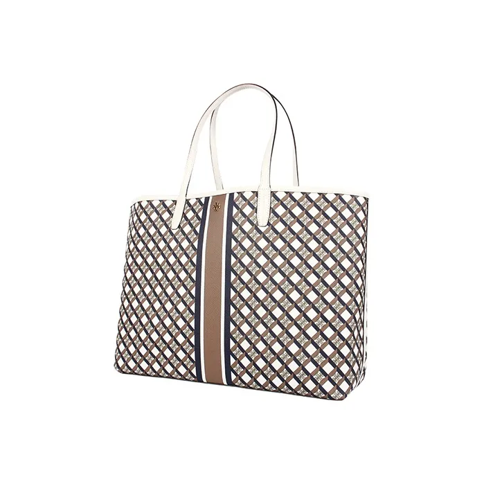 TORY BURCH Perry Coated Canvas Tote Bag Shopping Bag Shoulder Bag Handbag Regular Women's Brown Multicolor-1