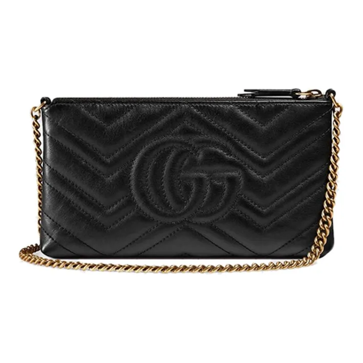 GUCCI Quilting Leather Chain Shoulder Bag Crossbody Bag Women's Black-3