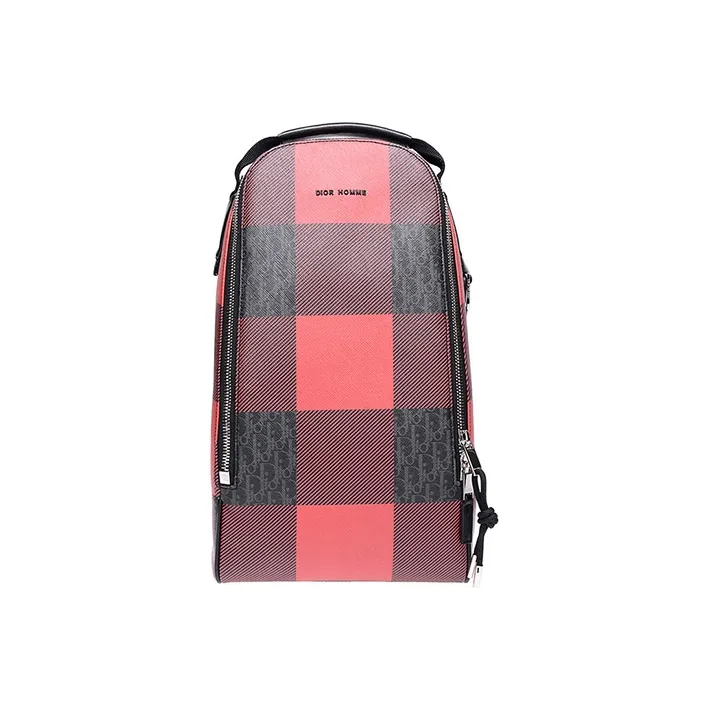DIOR Canvas Bag, Portable Crossbody Bag, Shoulder Bag Tubas Men's Black & Red-0