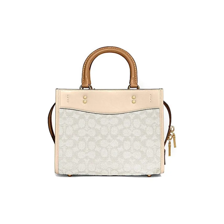 COACH Rogue Jacquard Fabric With Leather Handbag Shoulder Bag Crossbody Bag Medium Size Women's Multicolor-1