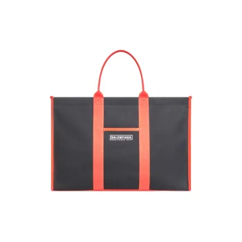 Balenciaga Canvas Tote Bag Shopping Bag Handbag Men's Black/Red