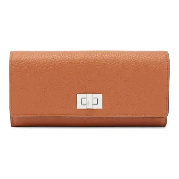 FENDI Peekaboo Calfskin Wallets With Money Clip Women's Brown
