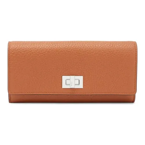 FENDI Peekaboo Calfskin Wallets With Money Clip Women's Brown