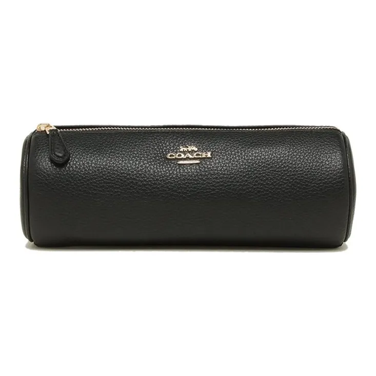COACH Leather Makeup Bags Clutches Small Size Women's Black-0