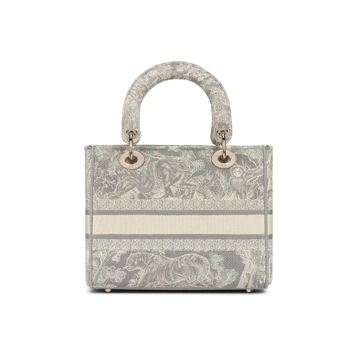 DIOR Embroidery Lady Dior Bag, Handbag, Shoulder Bag, Crossbody Bag Medium Size Women's Gray-2