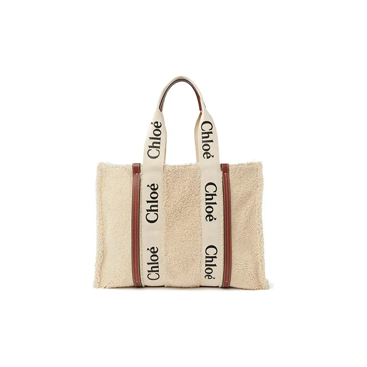 Chloe Woody Cow Leather One Shoulder Handbags Women's Beige/Brown-0