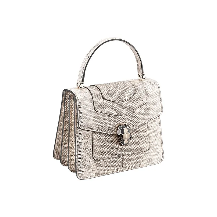 BVLGARI Serpenti Forever Snake Skin Handbag Women's Beige Gold-2