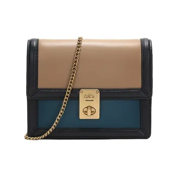 COACH Calfskin Small Square Bag Chain Shoulder Bag Crossbody Bag Fanny Pack Regular Women's Lake Blue Orange